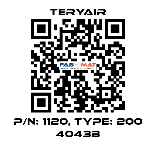 P/N: 1120, Type: 200 4043B TERYAIR