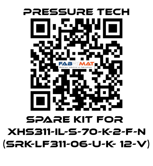 Spare kit for  XHS311-IL-S-70-K-2-F-N (SRK-LF311-06-U-K- 12-V) Pressure Tech