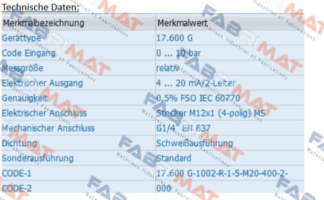 17.600 G-1002-R-1-5-M20-400-2-000 Bd Sensors