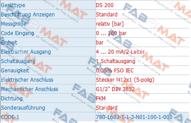 DS200 780-1603-1-1-3-N01-100-1-000 Bd Sensors