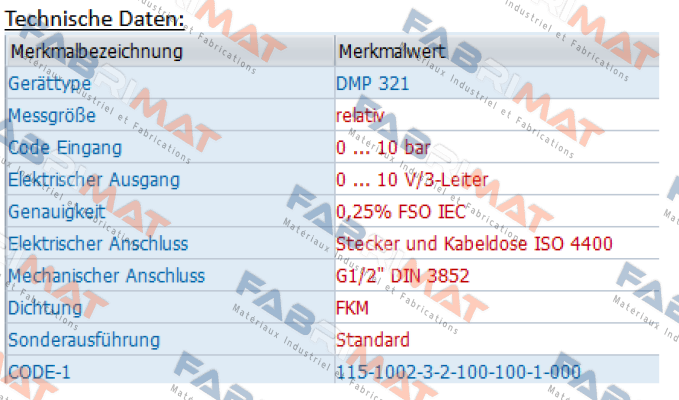 DMP 321 - 115-1002-3-2-100-100-1-000 Bd Sensors