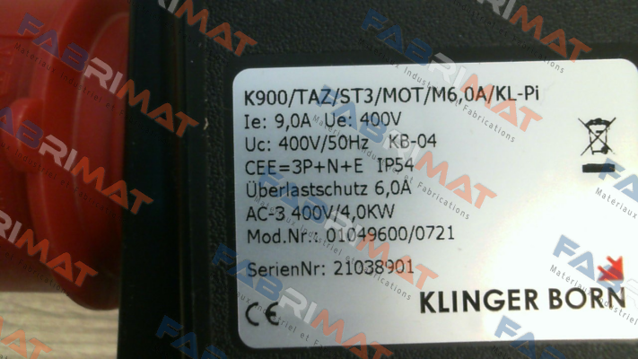 K900/TAZ/ST3/Mot/M6,0A/KL-Pi/Phw (0104.9600) Klinger Born