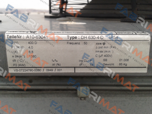 DH 630-4D IP 54, A10-63041  obsolete, replacement DHE 630-4 D.7KF  Rosenberg